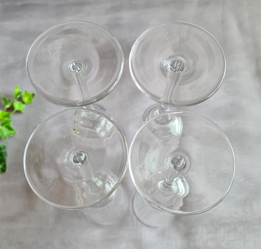 VINTAGE Champagneglas 4st RETRO Glas med Handslipade Ränder Höjd: 23 cm MKT FINA