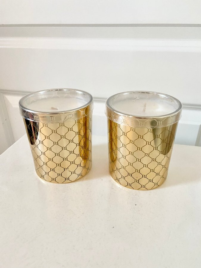 NYA! River Island Home doftljus 9x8cm Guld Mönster Lily  Freesia liljor