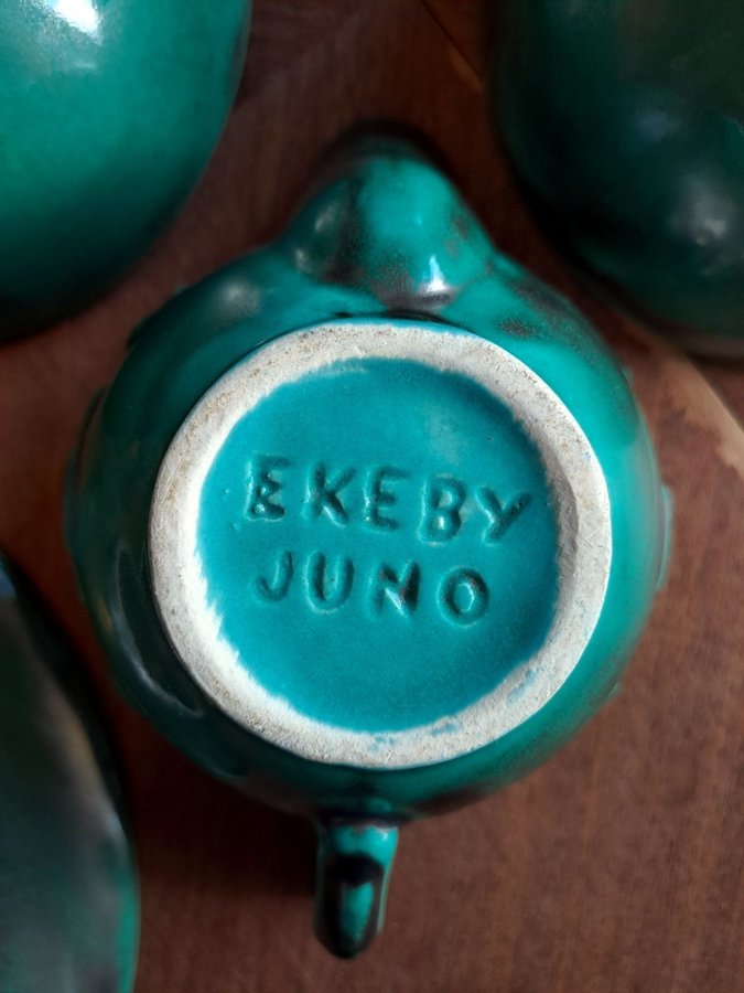 VINTAGE 30-TAL Upsala Ekeby Teservis tekopp asiett gräddkanna JUNO art deco