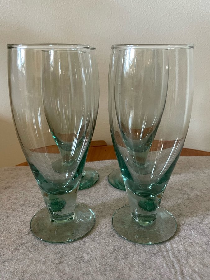 4 Stycken Retro Dricksglas - Petrol - Retro Design Glas - Dricksglas