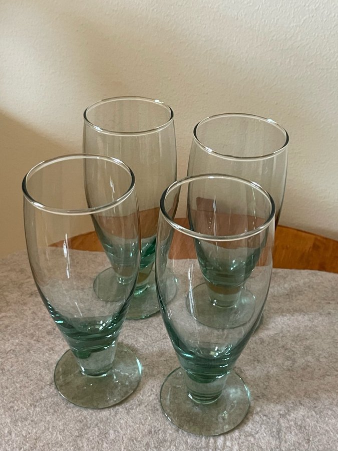 4 Stycken Retro Dricksglas - Petrol - Retro Design Glas - Dricksglas