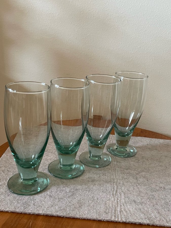 4 Stycken Retro Dricksglas - Petrol - Retro Design Glas - Dricksglas