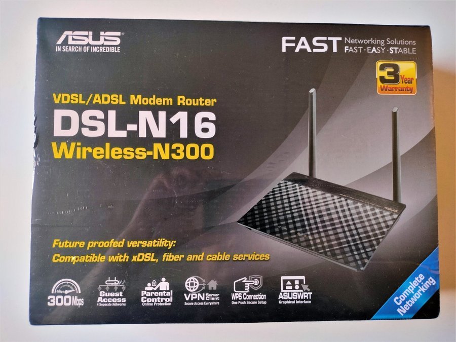 ASUS DSL-N16 Wireless Modem/router (NY/inplastad)