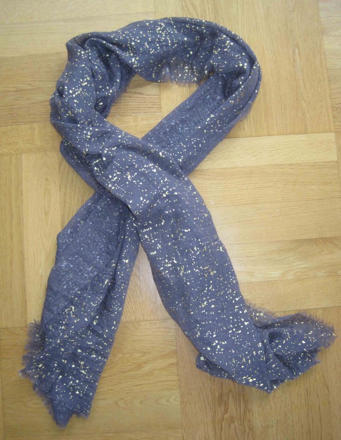 SJAL vacker brun grå med guld detaljer **schal scarves halsduk