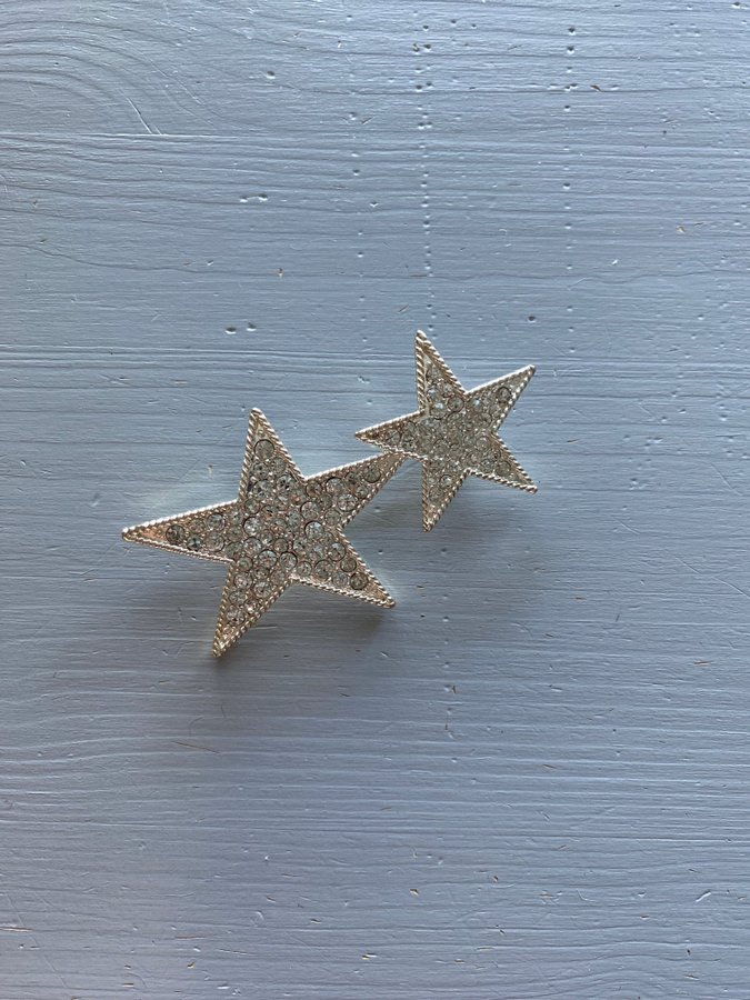 Brosch två silver stjärnor med stenar