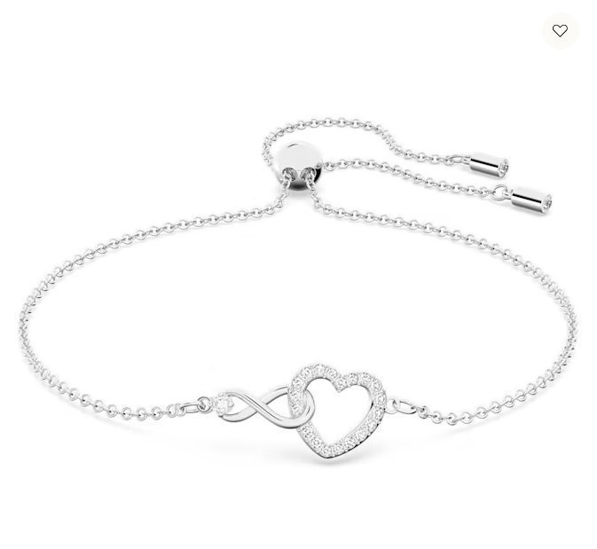 Swarovski Infinity bracelet Infinity and heart White Rhodium plated