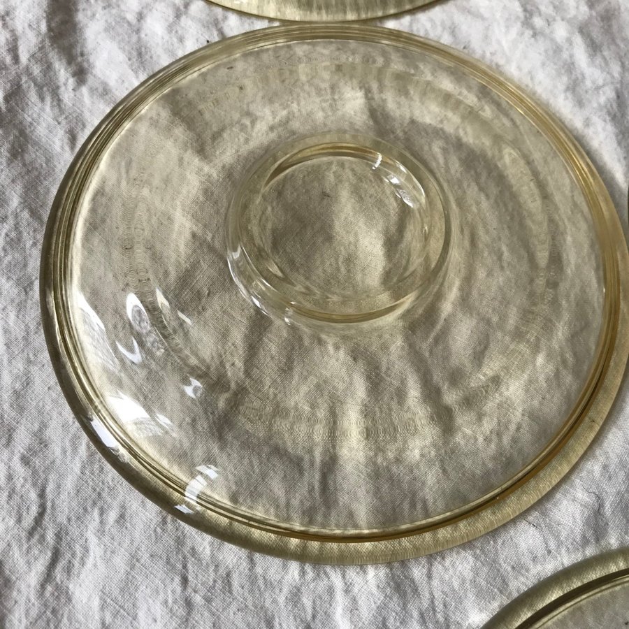 5 st - RING assiett - Glas Wilhelm Stenberg Gullaskruf glasbruk Ø=15 cm