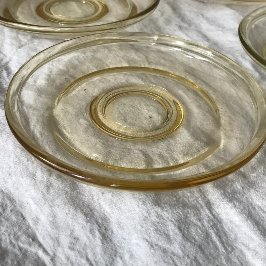 5 st - RING assiett - Glas Wilhelm Stenberg Gullaskruf glasbruk Ø=15 cm