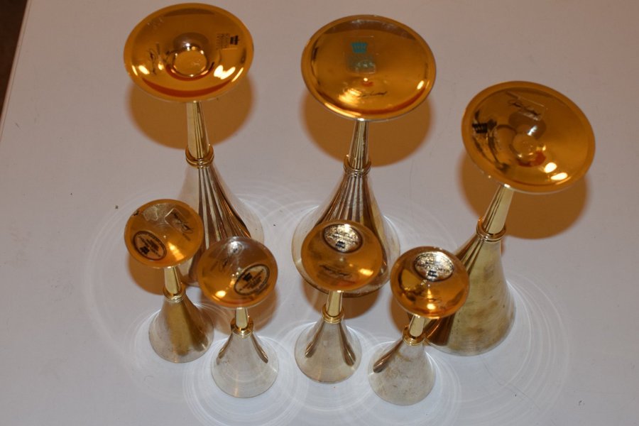 champagneglas snapsglas Scandic present Gunilla Lindahl mässing  NS