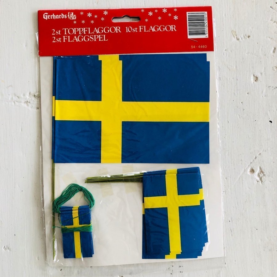 Set Svenska flaggan 2xFlaggspel 10xflaggor 2xflaggor student kalas midsommar