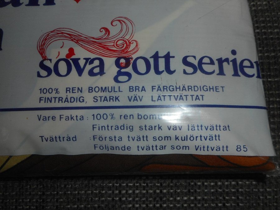 Oanvänt Påslakan + Örngott Sova gott serien Gamlestaden 70 tal