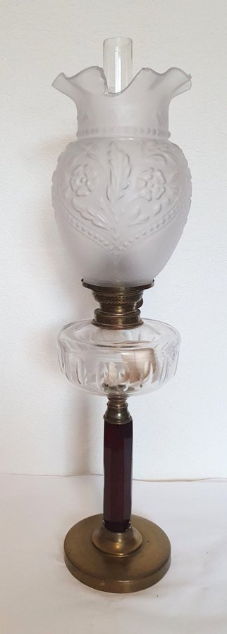 ANTIK FOTOGENLAMPA OLJELAMPA KEROSENE LAMP H: 61 CM