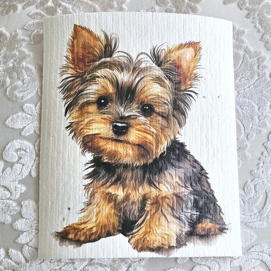 Disktrasa wettex duk tryck print Yorkshire terrier