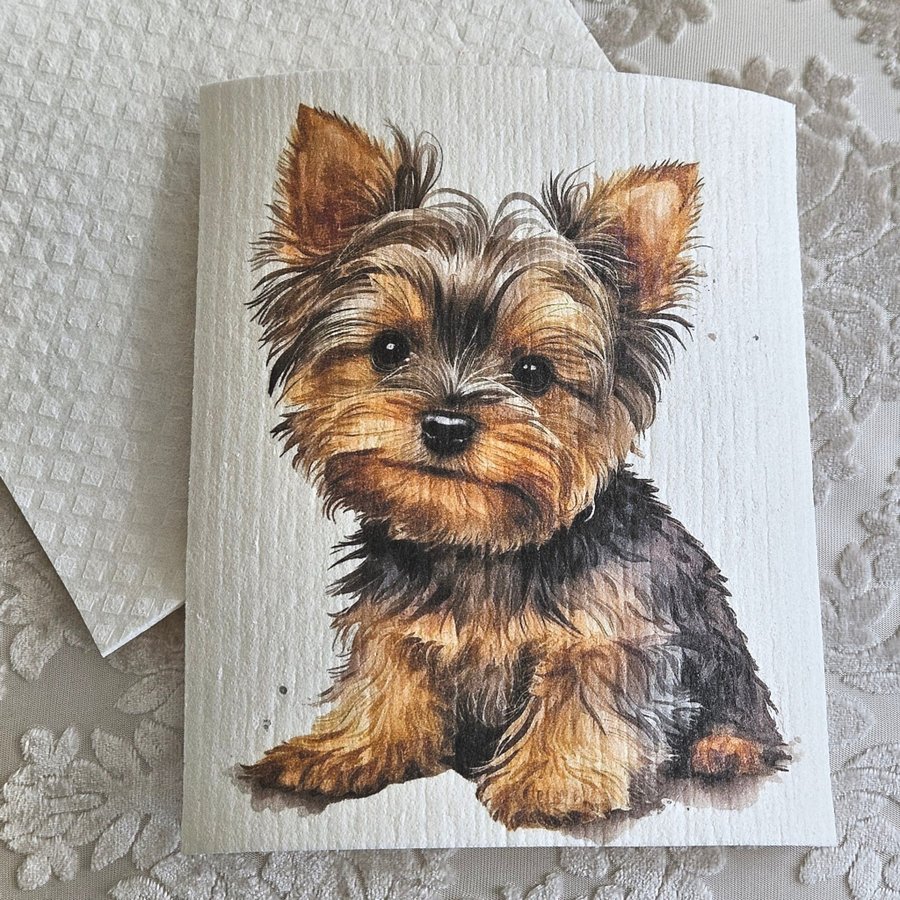 Disktrasa wettex duk tryck print Yorkshire terrier