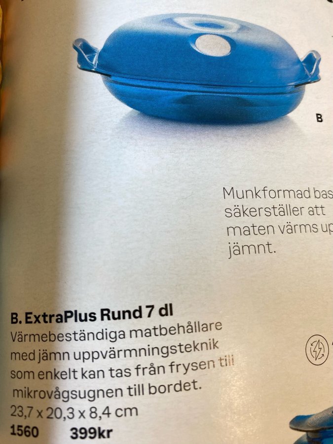 Tupperware extra+ rund 7dl för snabbt uppvärmningfrån frys till micro-bord röd