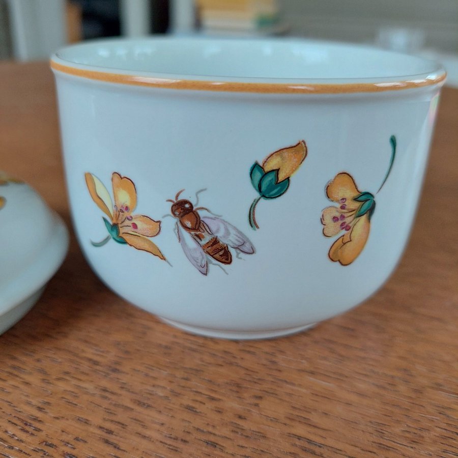 Villeroy  Boch vacker burk för marmelad/honung ~ blommor  bin som motiv