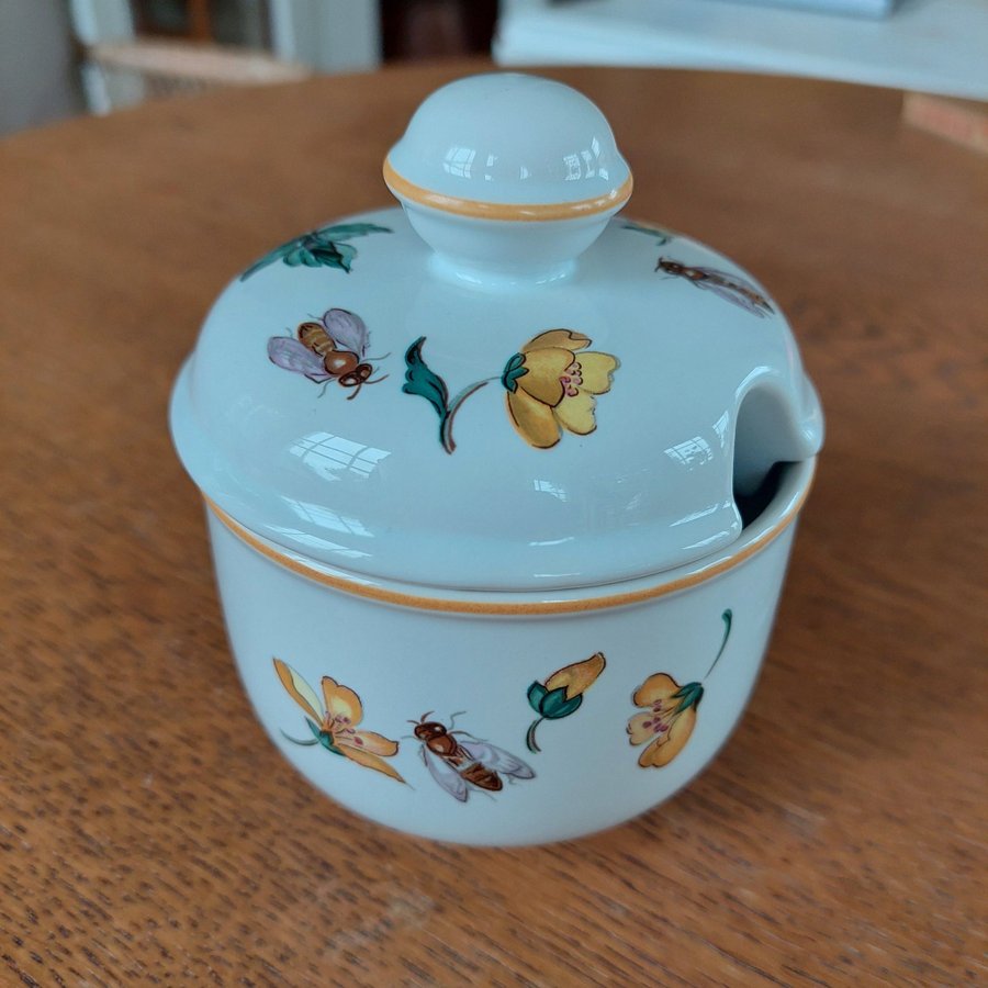 Villeroy  Boch vacker burk för marmelad/honung ~ blommor  bin som motiv