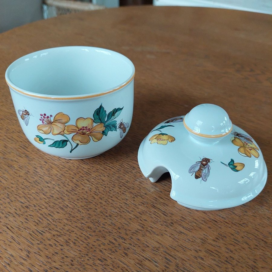 Villeroy  Boch vacker burk för marmelad/honung ~ blommor  bin som motiv