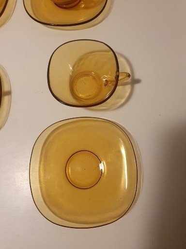 6 kaffekoppar Vereco bärnstensfärgat glas