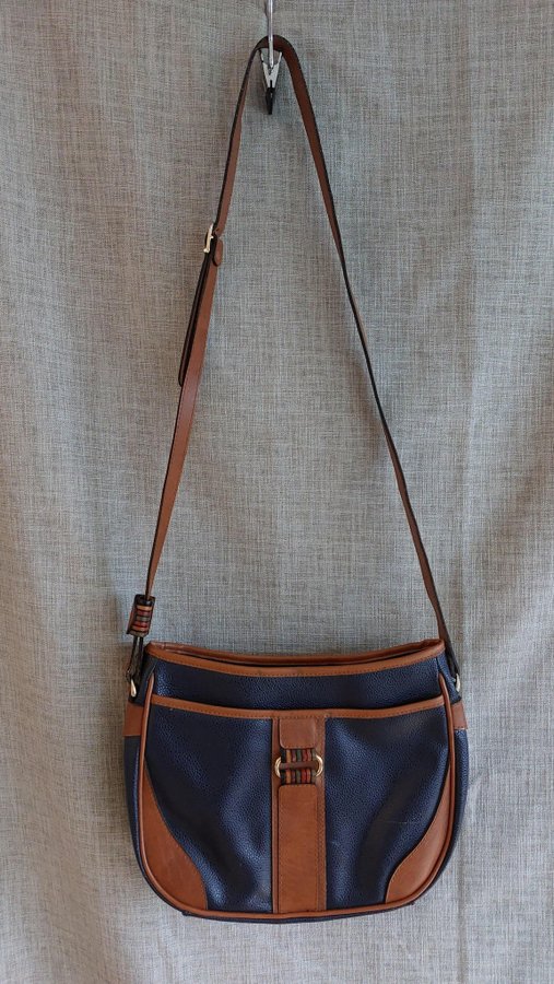 Blå och brun handväska - Retro Vintage 80/90tal