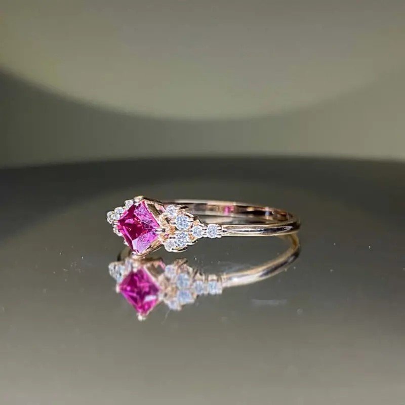 Exquisite Wedding Ring Inlaid Red Zircon || saiz 7