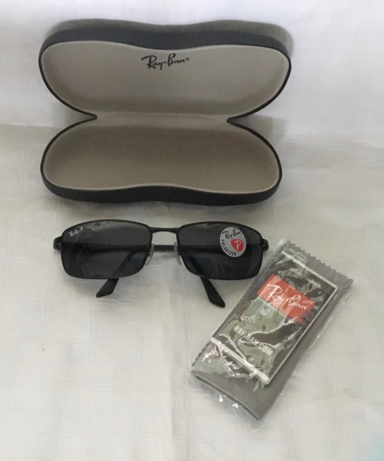 Ray Ban solglasögon 3498 Polariserande Svart 61/17 Äkta Nya