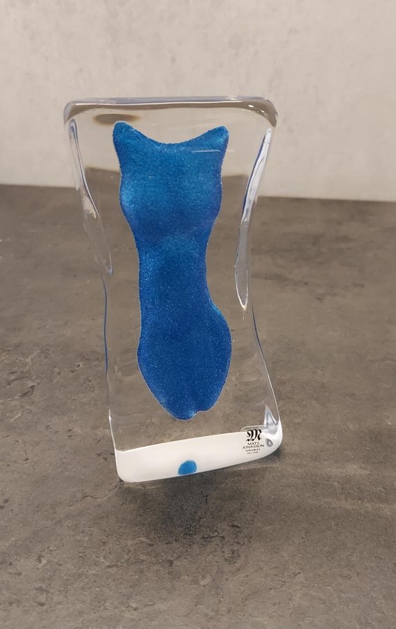 MÅLERÅS ERIKA HÖGLUND SKULPTUR "TORSO" GLASBLOCK BLÅ