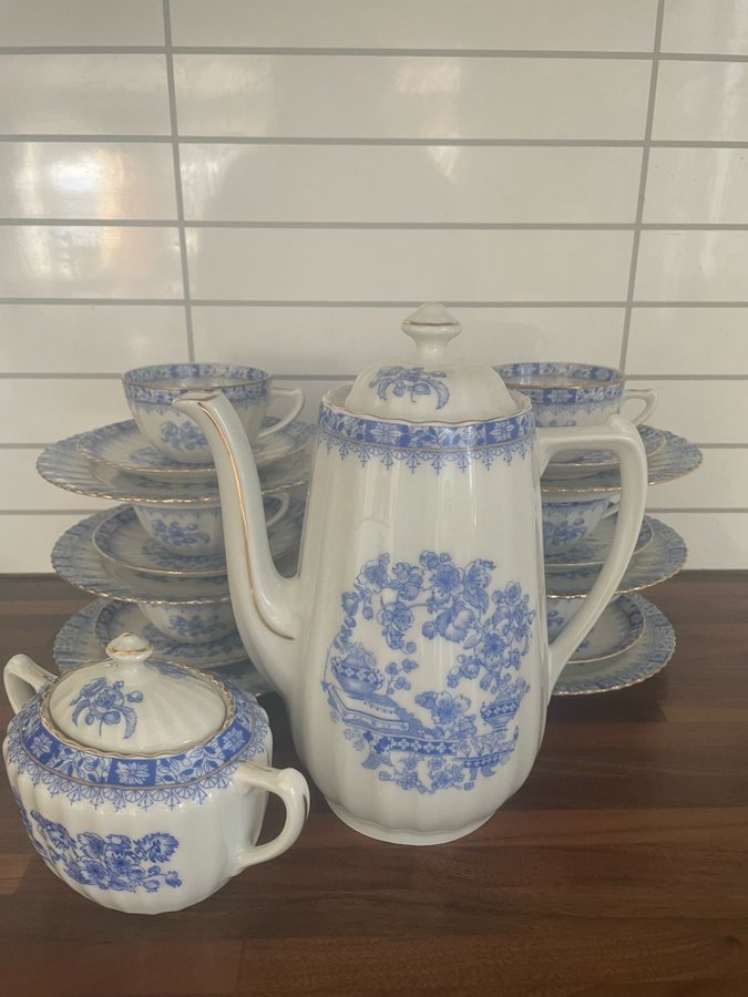 Kaffeservis 20 delar kaffekopp fat assiett kanna sockerskål Bavaria China Blau