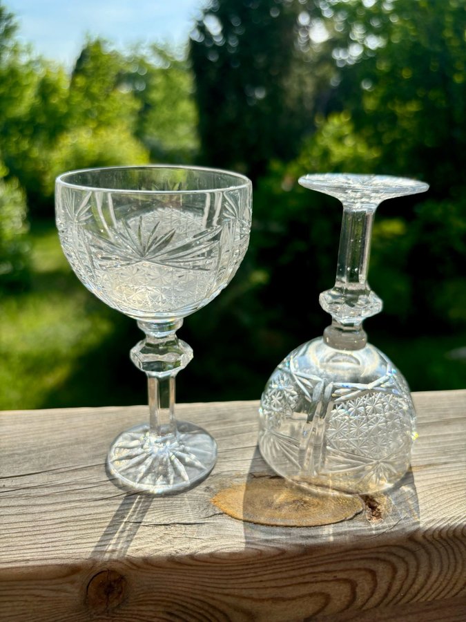 5 st sherry glas /Likörglas Kupor Slipade Retro Kristall