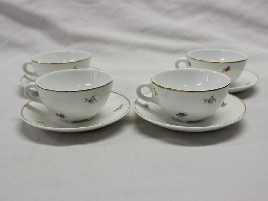 4 Kaffekopp Kaffekoppar m Fat Gustavsberg Meissen Wilhelm Kåge ? 1939 - 1971