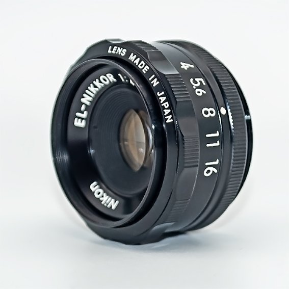 Nikon EL- Nikkor 50 mm f/4 objektiv i originalask nummer 907208
