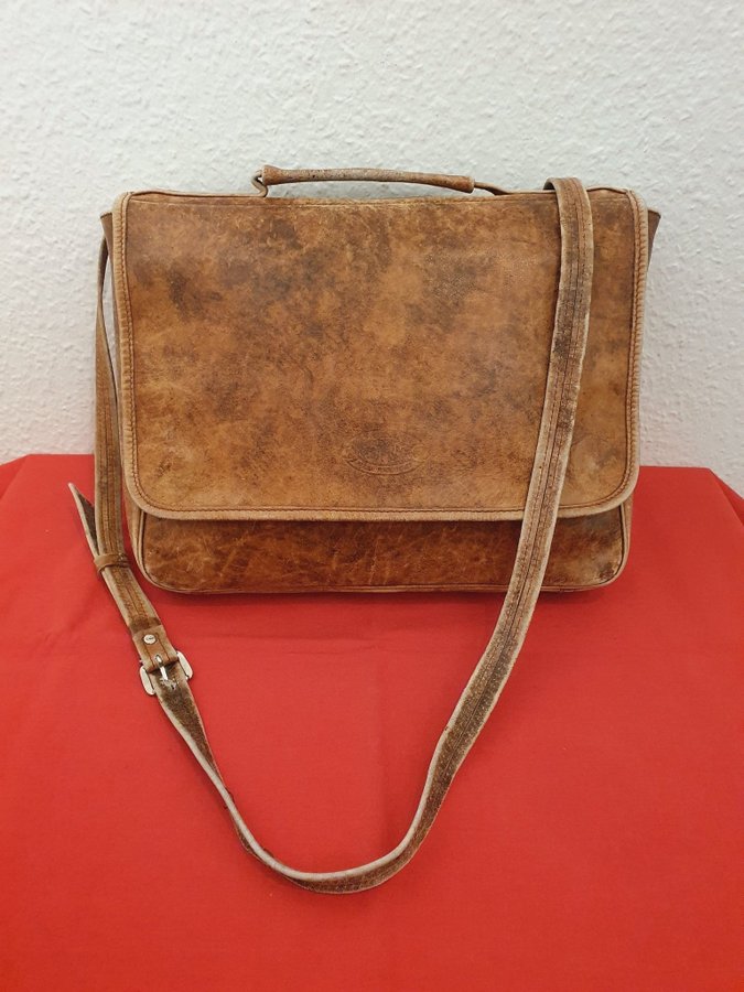 Retro Vintage Axelremväska Handväska i Brun läder
