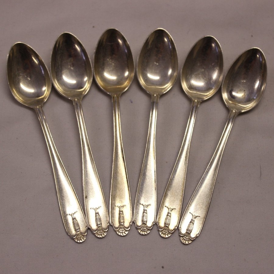 6 Kaffesked Kaffeskedar Sked Skedar 11 cm Vasa GAB Prima Nysilver Jakob Ängman