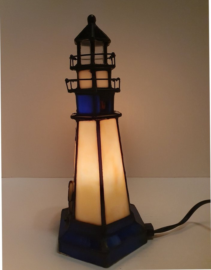 Bordslampa Vintage Fyr Tiffany stil Glaslampa