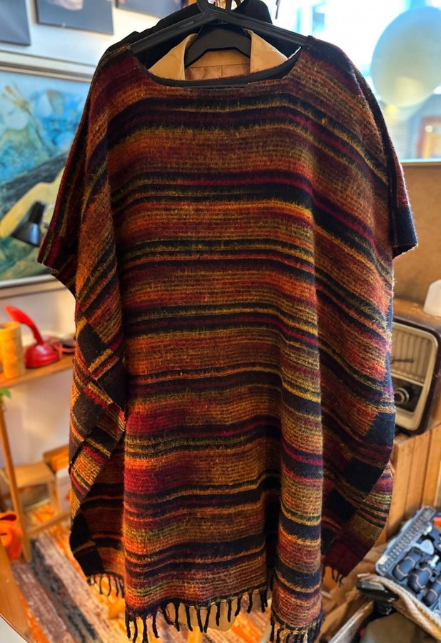 Retro Vintage Mexican Poncho 1970-tal