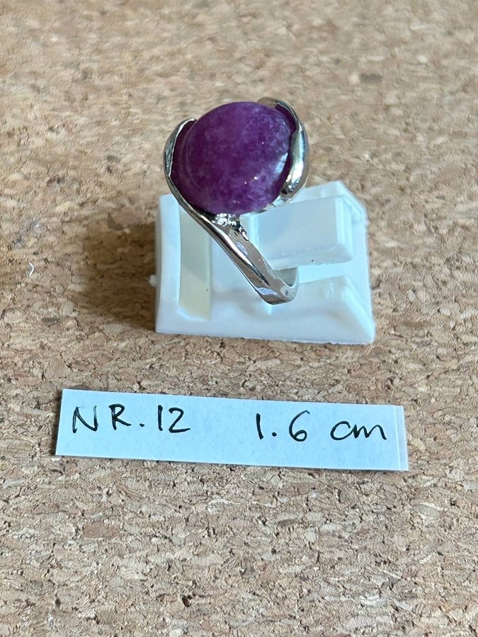 NY silver ring m lila ametist amethyst 16mm - boho new age kristall sten