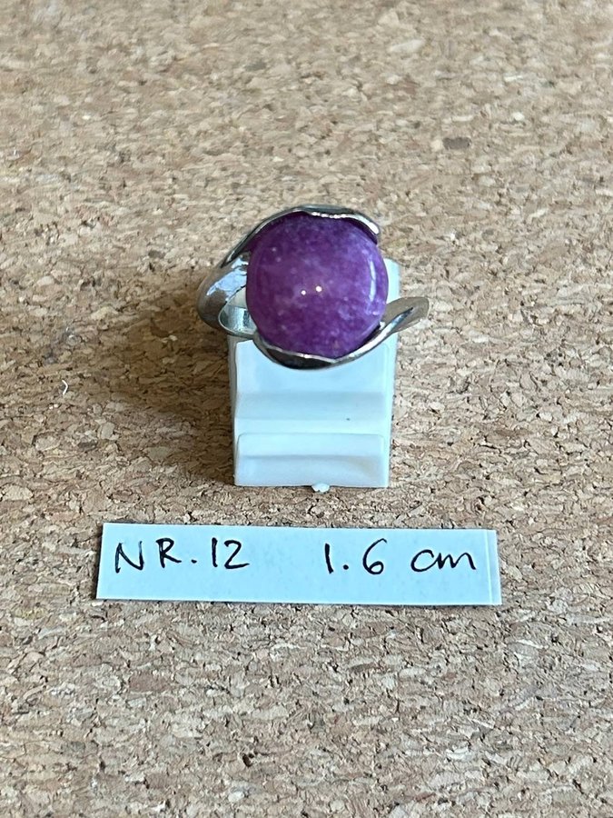 NY silver ring m lila ametist amethyst 16mm - boho new age kristall sten