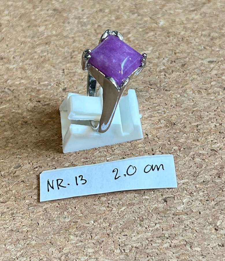 NY silver ring m lila ametist amethyst 20mm - boho new age kristall sten