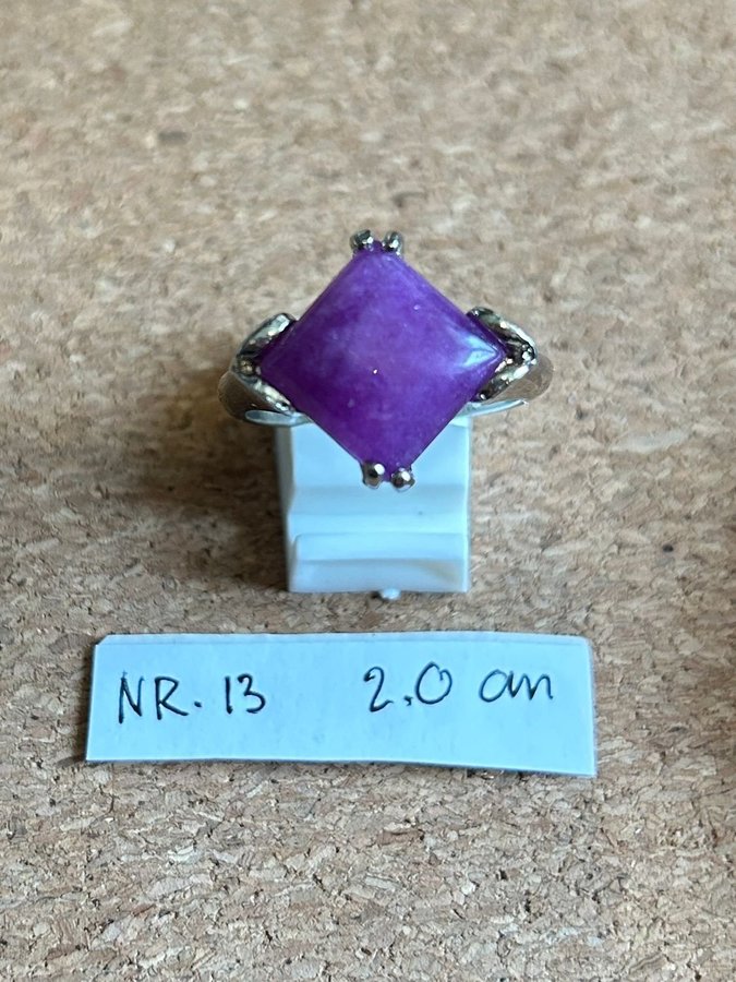 NY silver ring m lila ametist amethyst 20mm - boho new age kristall sten