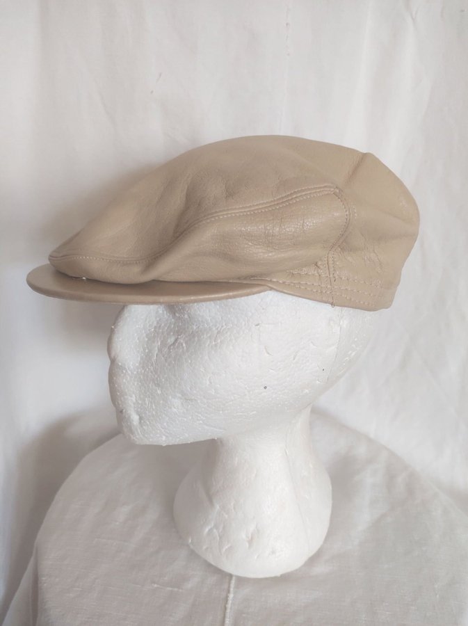 Vintage Retro Gubbkepps Läder Beige "BOHLINS MODELL" diam 56 cm