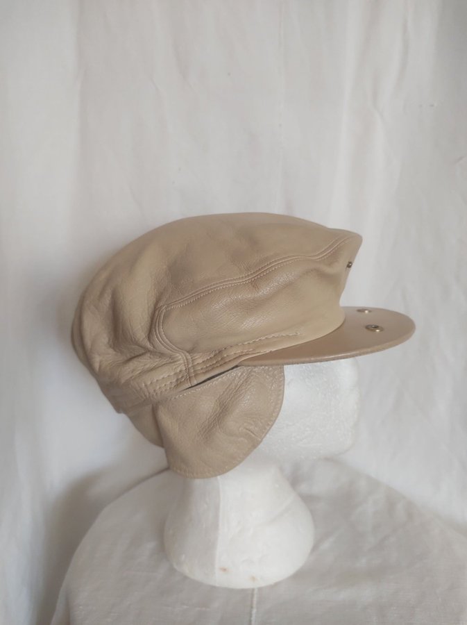 Vintage Retro Gubbkepps Läder Beige "BOHLINS MODELL" diam 56 cm