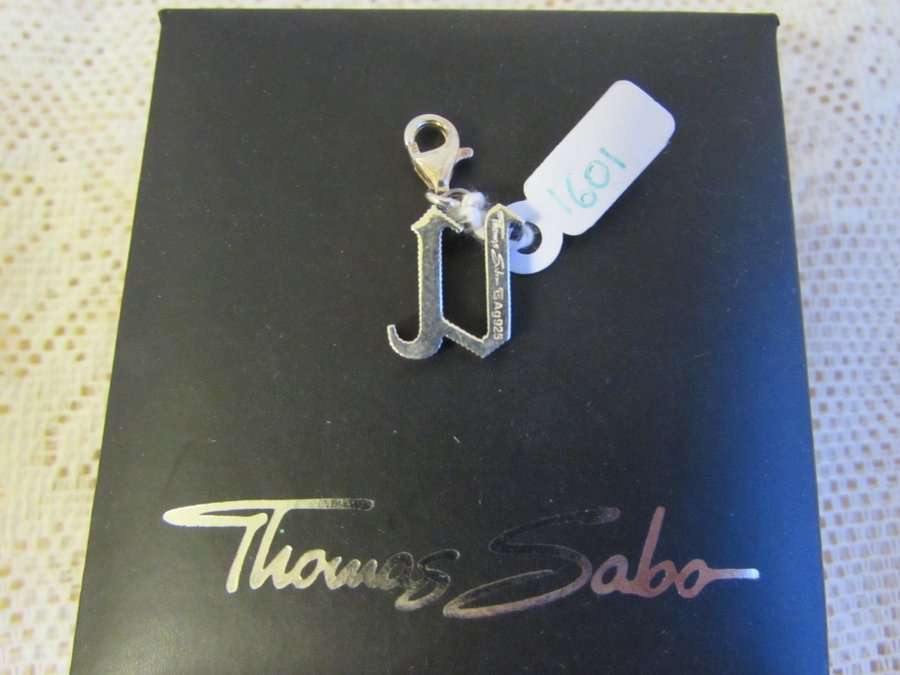 U Charm vintage-stil berlock äkta silver 925 Thomas Sabo hängsmycke u bokstav NY