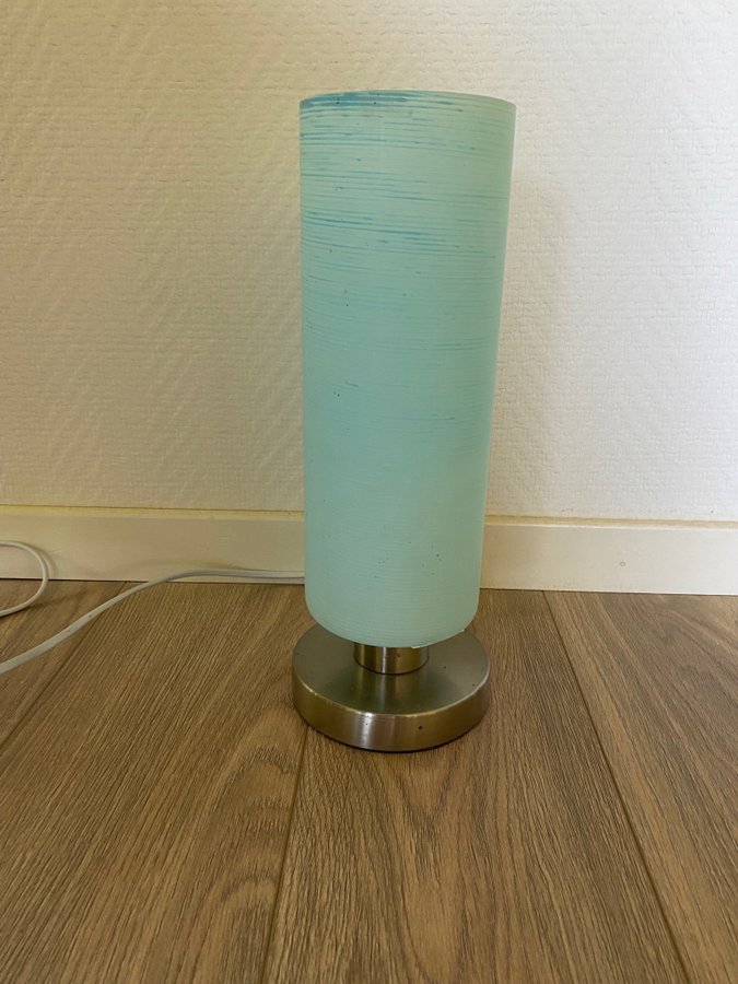 LAMPA RETRO BORDSLAMPA FÖNSTERLAMPA I GLAS BLÅ