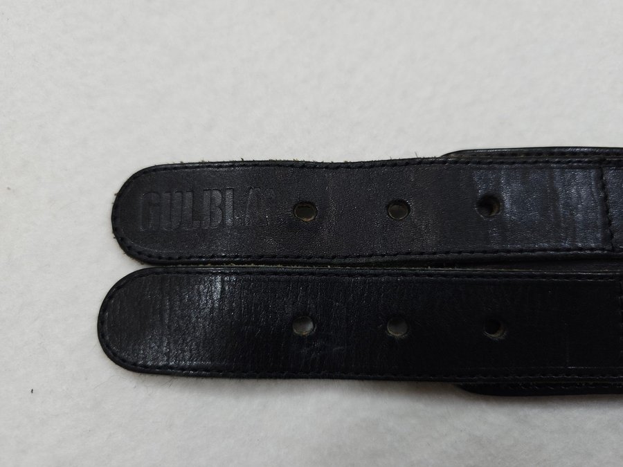 Vintage Gul  Blå grovt läderbälte / "nitbälte" sz S (80 cm)