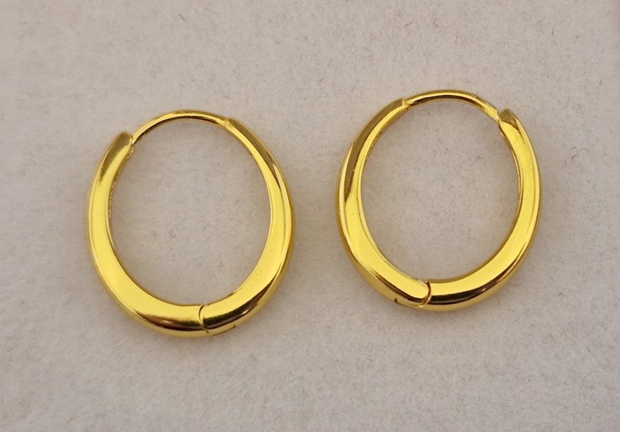 Hoops 18 mm förgyllt silver örhängen ringar (stämplade)