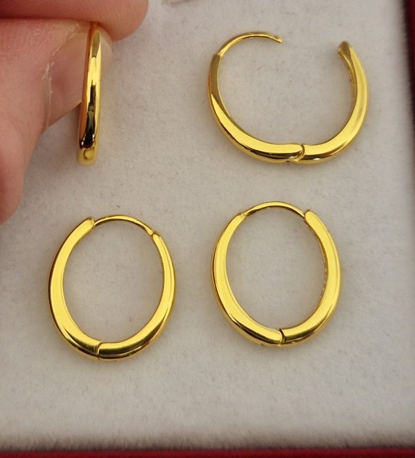 Hoops 18 mm förgyllt silver örhängen ringar (stämplade)