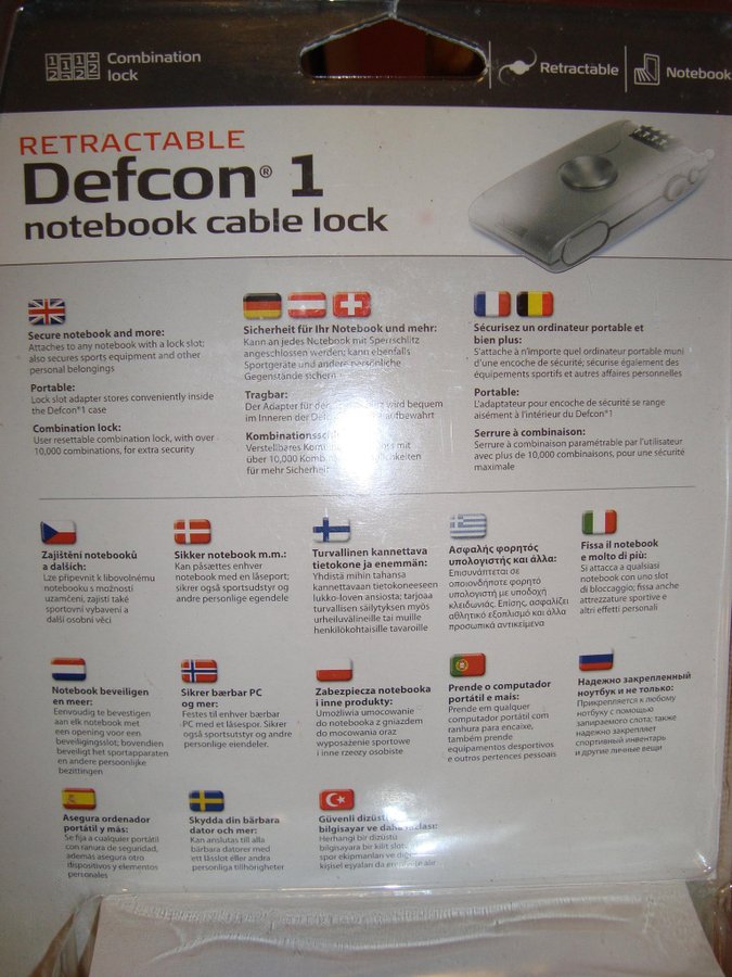 Defcon 1 Notebook Cable Lock med kombinationslås Ny!