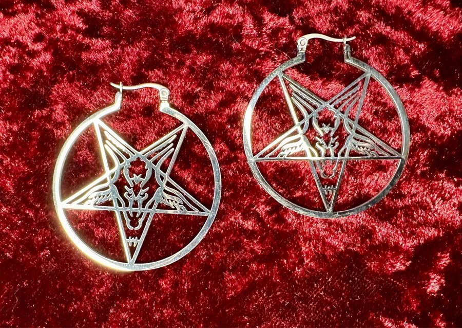 Nya örhängen m pentagram Baphomet Ockult Wicca Metal Goth Satanic Punk