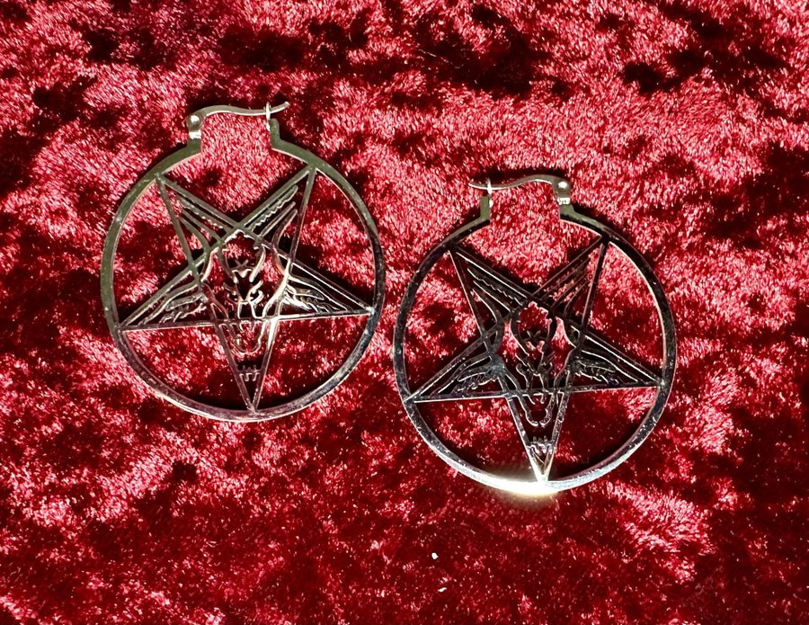 Nya örhängen m pentagram Baphomet Ockult Wicca Metal Goth Satanic Punk