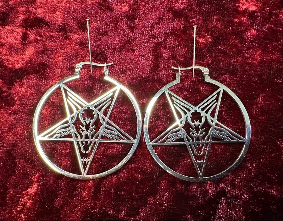 Nya örhängen m pentagram Baphomet Ockult Wicca Metal Goth Satanic Punk